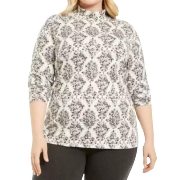 KAREN SCOTT Tops Long Sleeve Mock Neck Women's Sweaters Gray Plus Size 0X - Picture 1 of 10